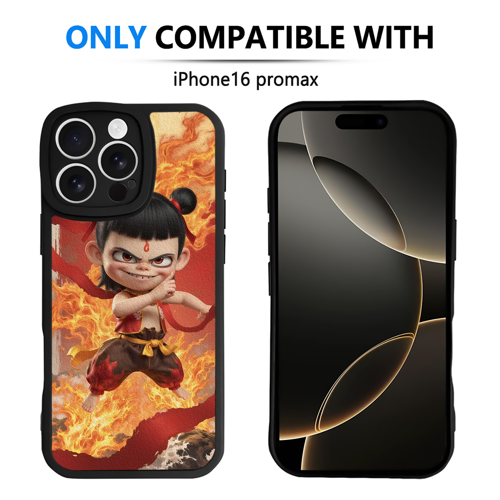（画像用） Ne Zha 2 ナタ 魔童の大暴れ 【iPhone 16シリーズ対応】シリコンスマホケース（レザー調） 材質：シリコン